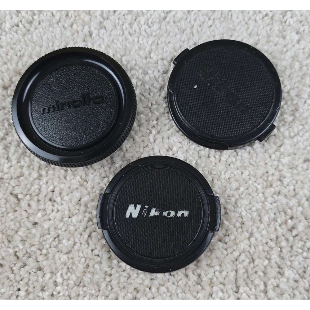 Nikon & Minolta Camera Lens Cap Bundle Black Vintage Replacement Parts